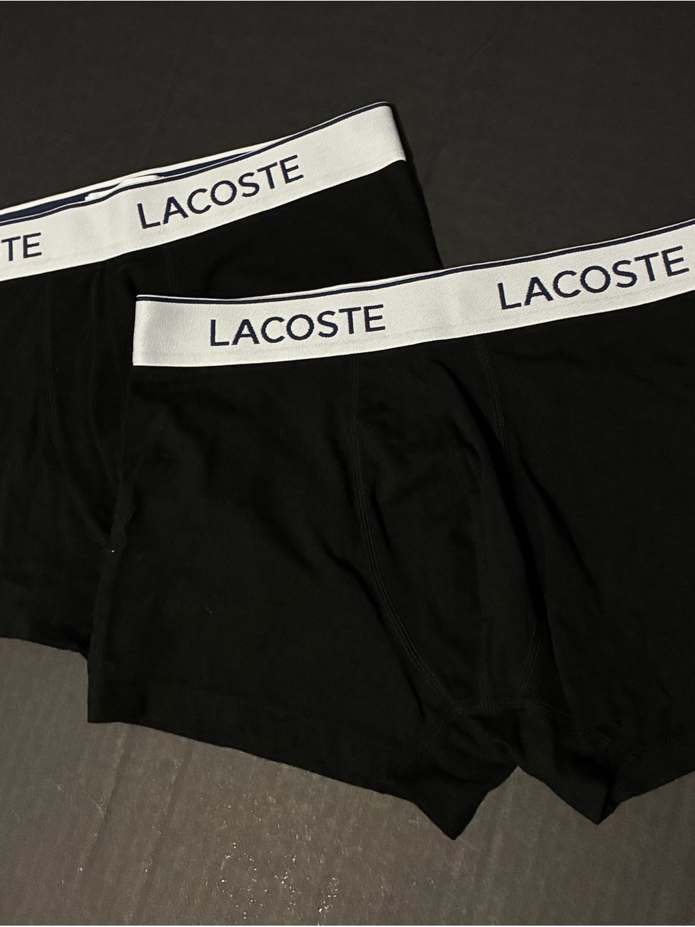 Lacoste Men's Medium Black Boxer Briefs with White Logo Waistband